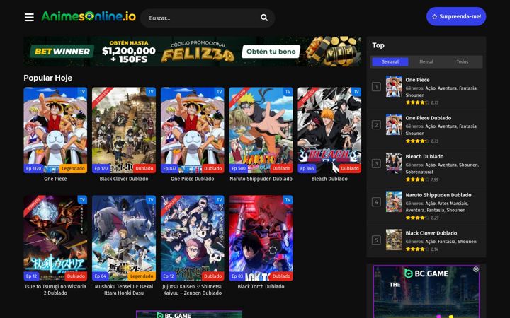 Captura de ecrã de animesonline.io