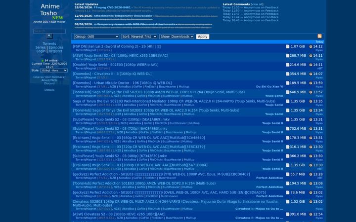 Screenshot of animetosho.xyz