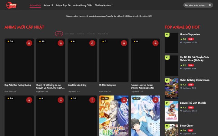 Skærmbillede af animevsub.app