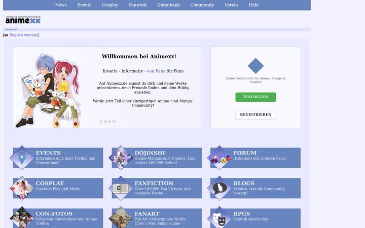 Screenshot of animexx.de