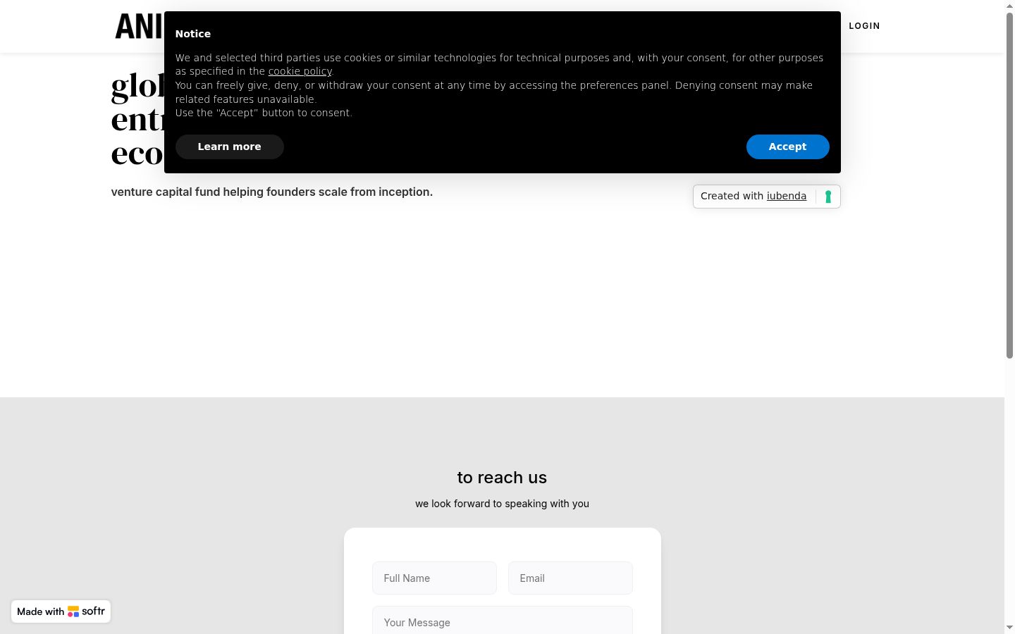Capture d'écran de la bannière de consentement affichée avant toute interaction