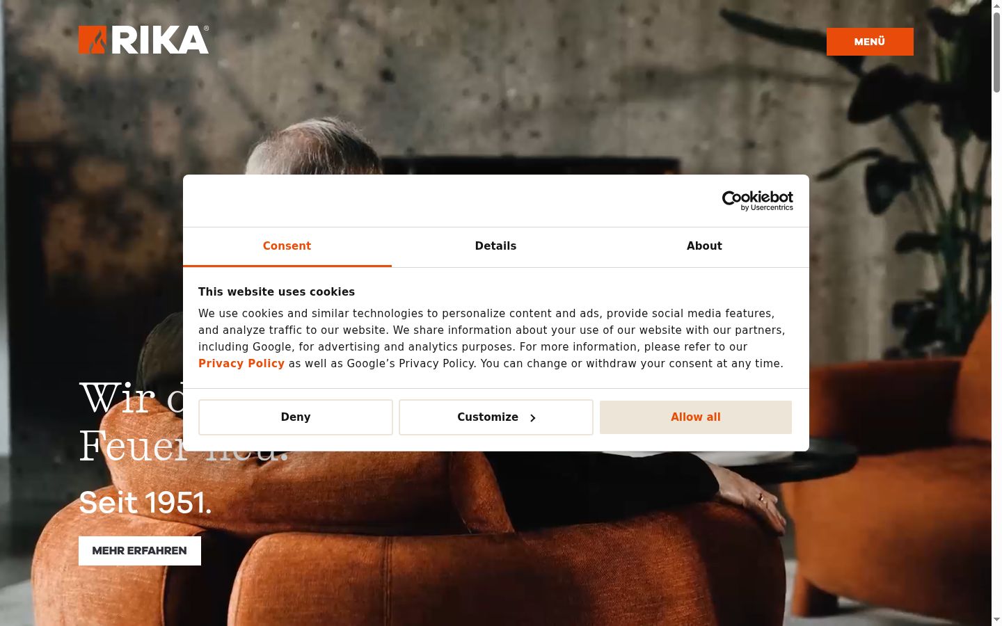 Screenshot of the consent banner shown before any interaction