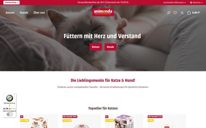 Screenshot of animonda.de
