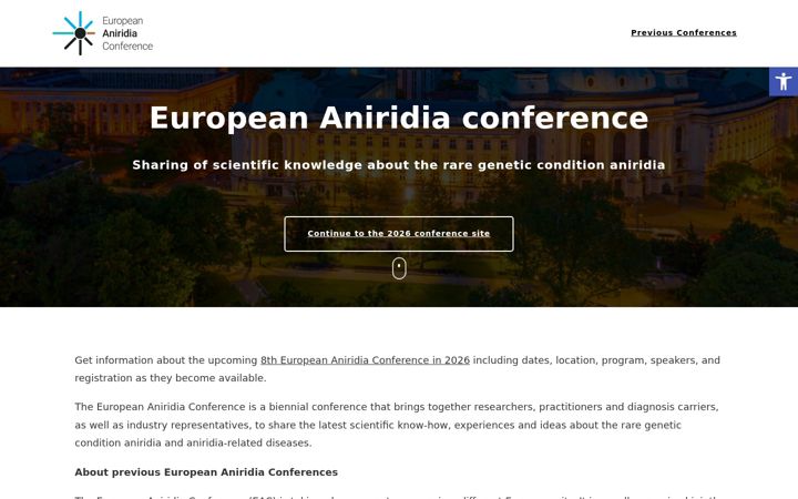 Screenshot stránky aniridiaconference.org