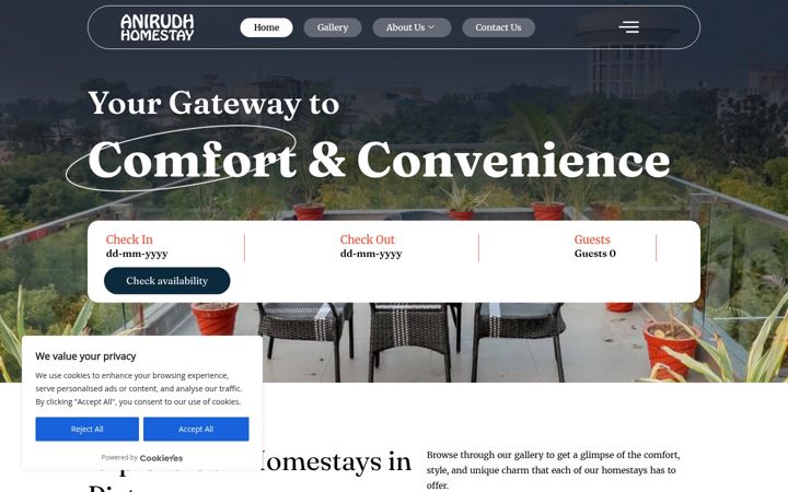 Screenshot of anirudhhomestay.com