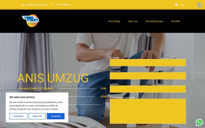 Captura de ecrã de anis-umzug.de