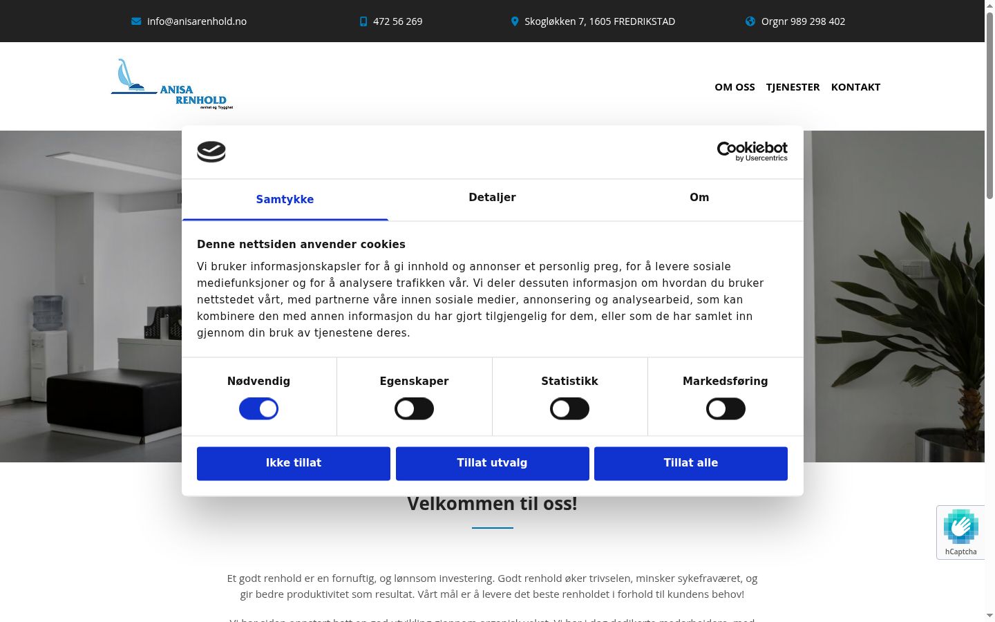 Screenshot tal-banner tal-kunsens muri qabel kwalunkwe interazzjoni