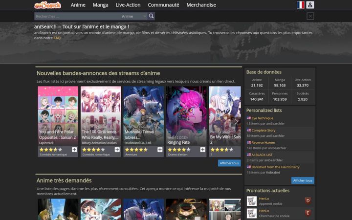 Ekrano kopija anisearch.fr