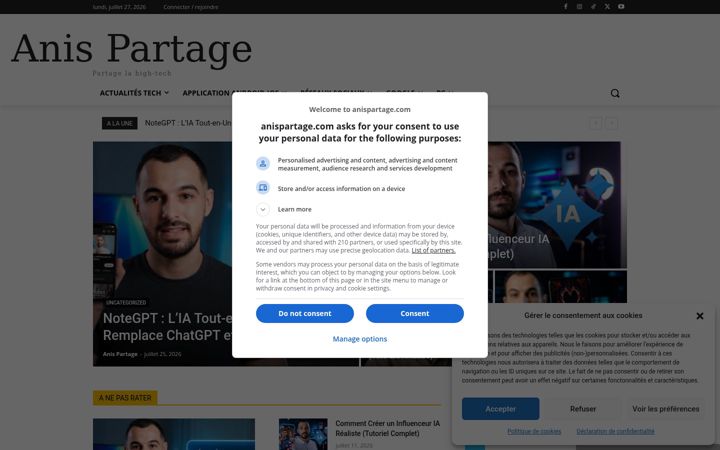 Screenshot of anispartage.com