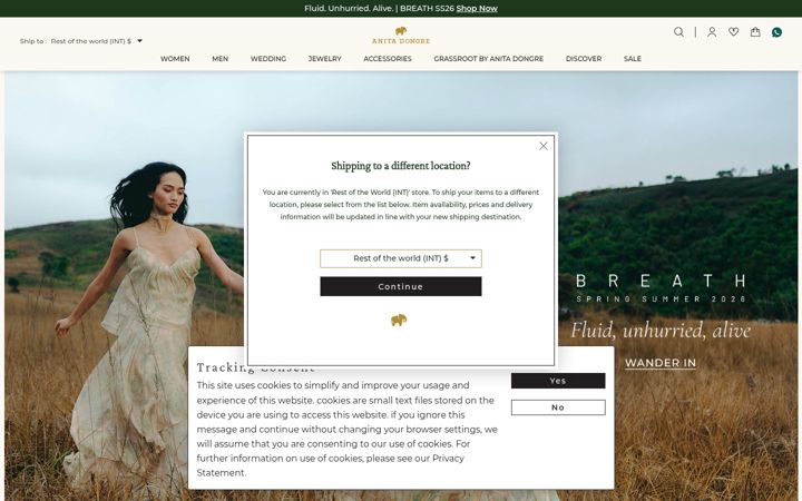 Screenshot of anitadongre.com