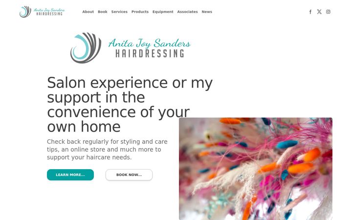 Screenshot του anitajoysandershair.co.uk