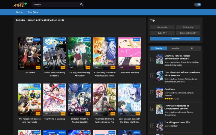 Screenshot of anitaku.io