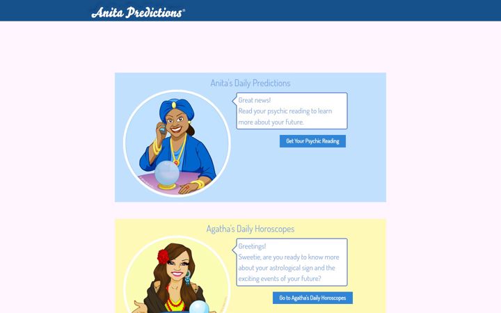 Screenshot of anitapredictions.com
