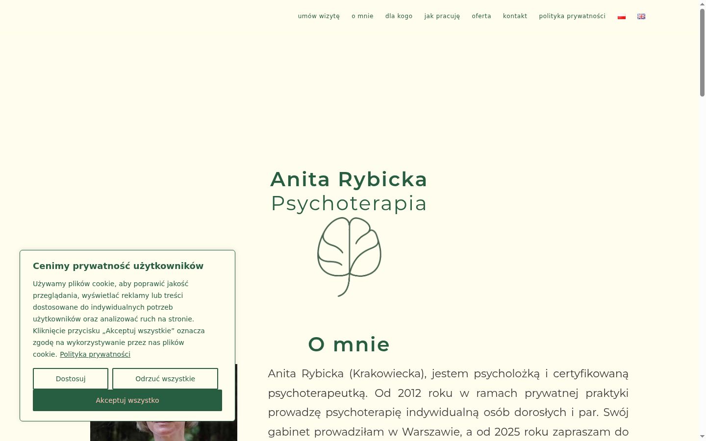 Zrzut ekranu banera zgody wyświetlanego przed jakąkolwiek interakcją