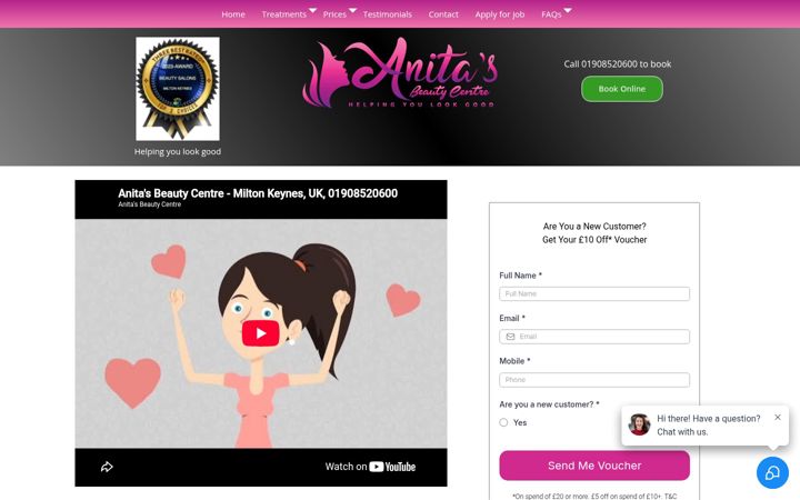 Screenshot του anitasbeautycentre.co.uk