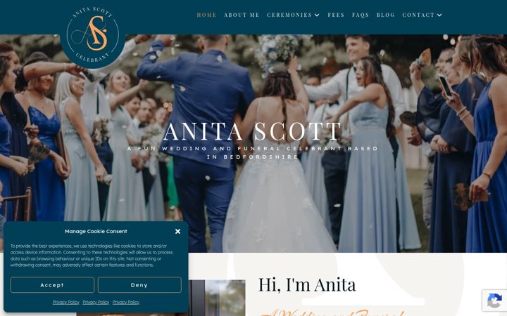 Screenshot of anitascottcelebrant.co.uk