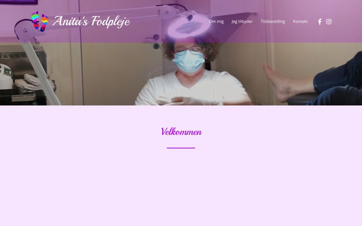 Screenshot of anitasfodpleje.dk