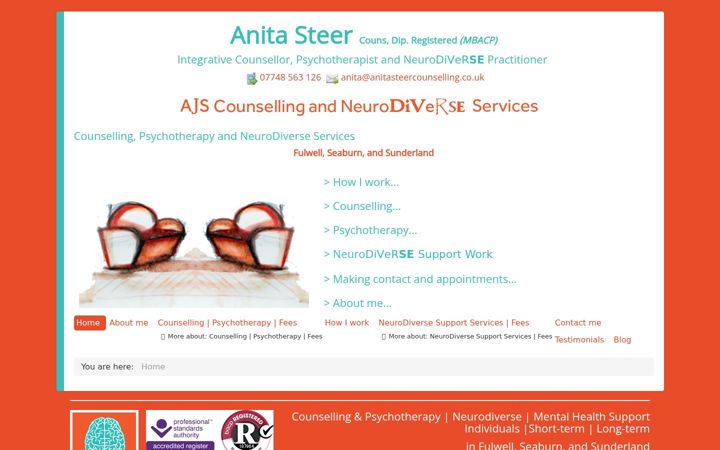 Screenshot of anitasteercounselling.co.uk