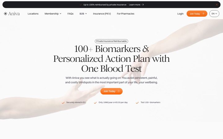 Screenshot of anivahealth.com