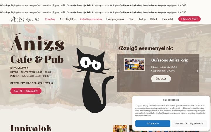 Screenshot of anizsartcafe.hu