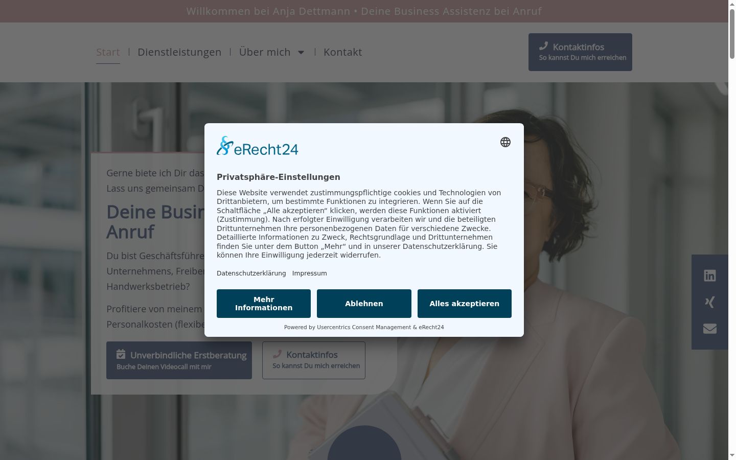 Screenshot of the consent banner shown before any interaction