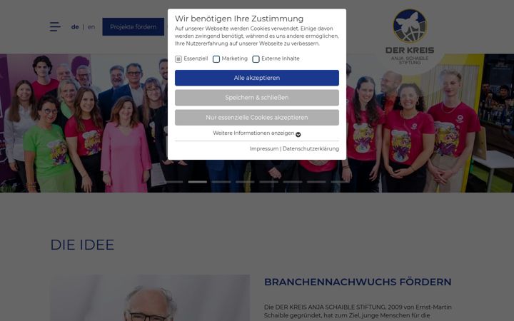 Екранна снимка на anja-schaible-stiftung.de