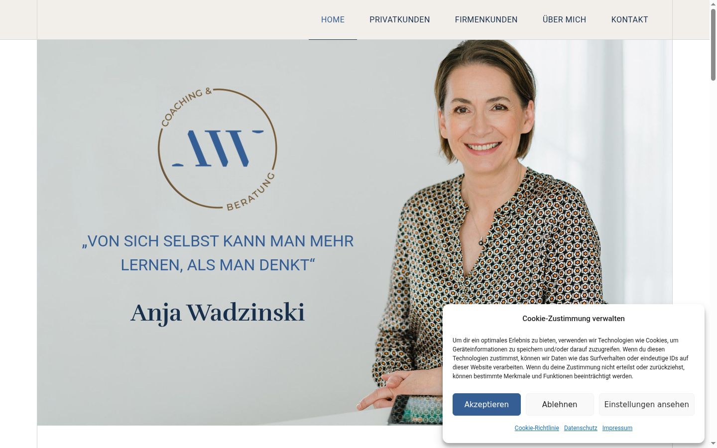 Screenshot des Einwilligungsbanners vor jeglicher Interaktion