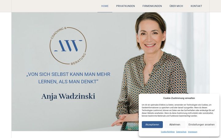 Skärmbild av anja-wadzinski.de