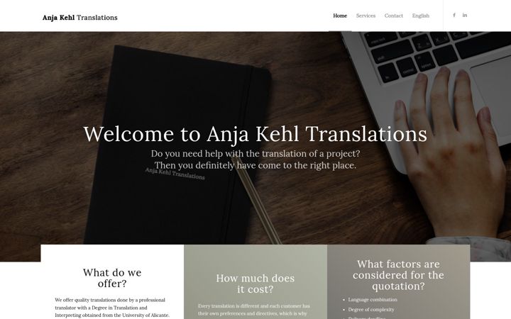 Screenshot of anjakehltranslations.com