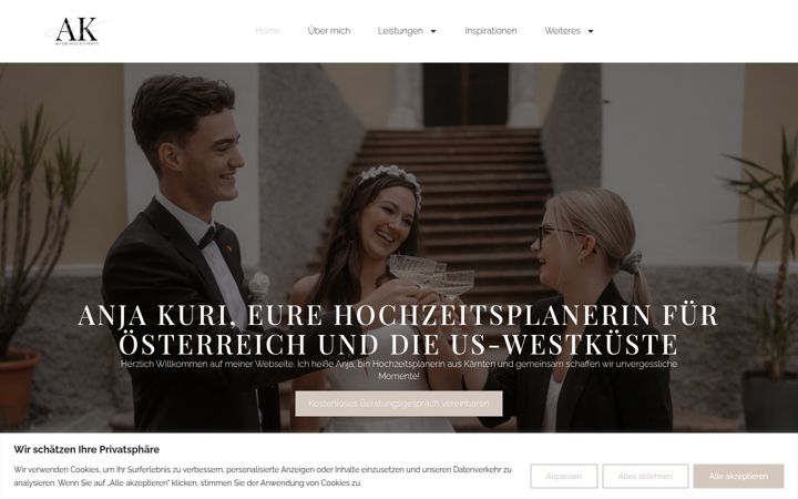 Snímek obrazovky anjakuri-weddings.com