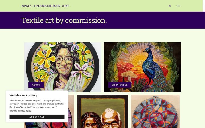 Screenshot von anjelinarandranart.com