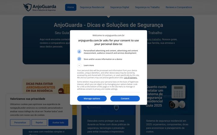 Screenshot of anjoguarda.com.br