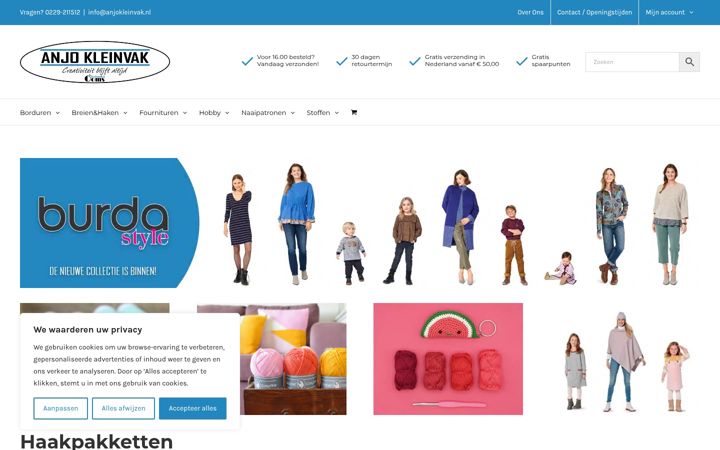 Screenshot of anjokleinvak.nl
