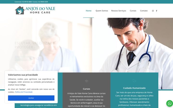 Captura de pantalla de anjosdovale.com.br