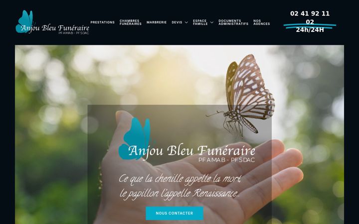 Skjámynd af anjoubleufuneraire.fr