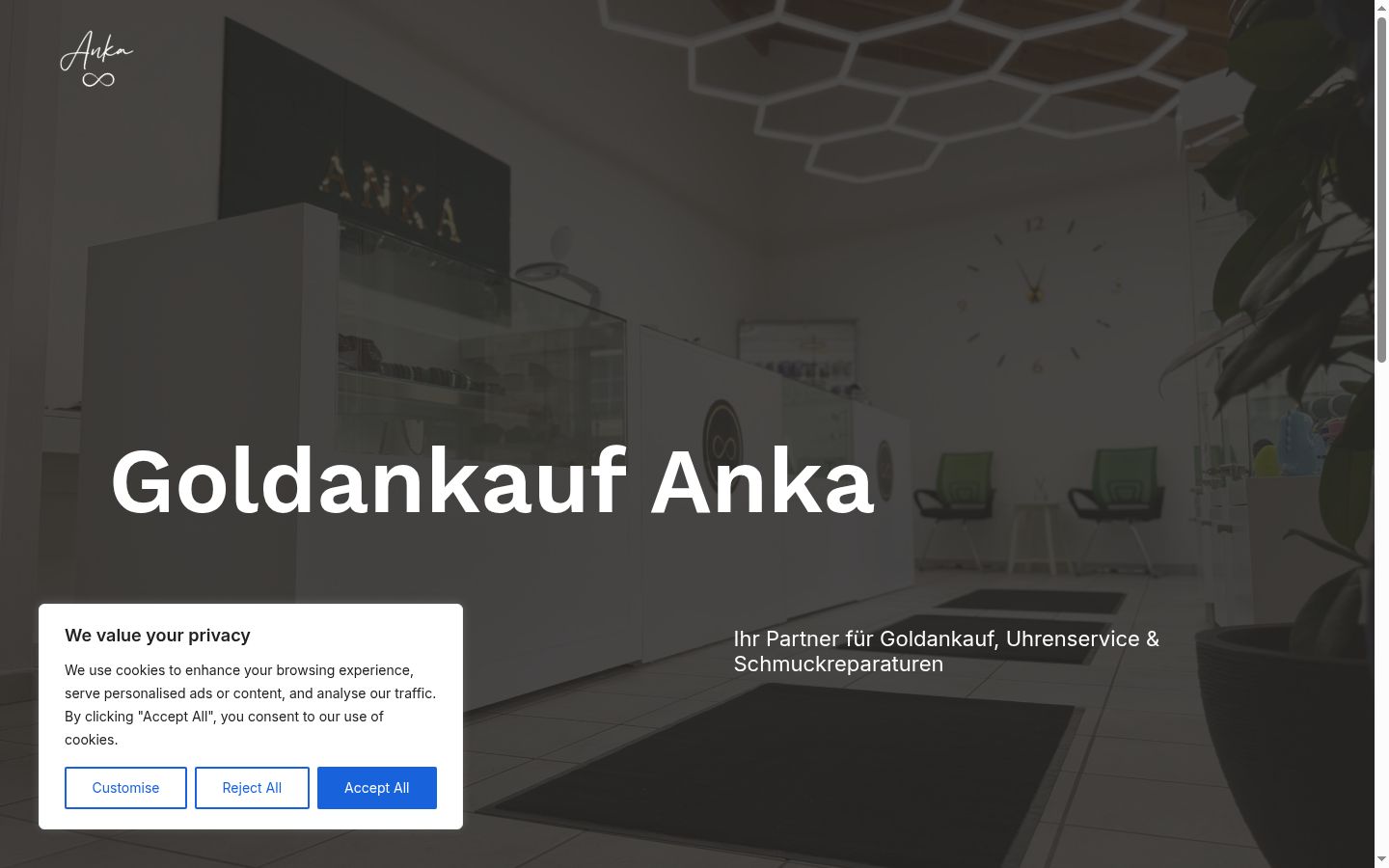 Skärmbild av samtyckesbannern som visades före någon interaktion