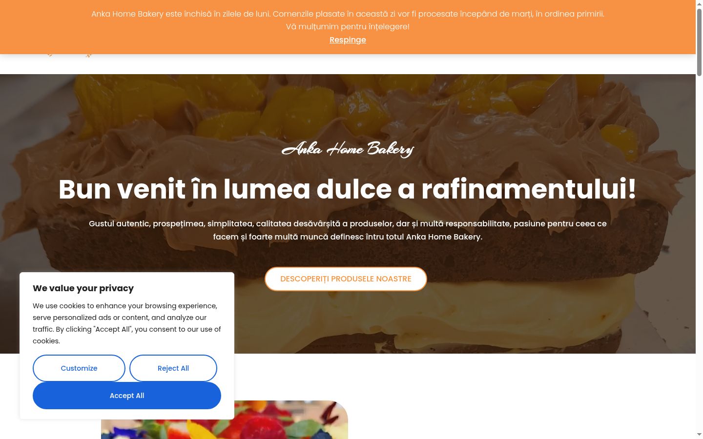 Captura de ecrã do banner de consentimento apresentado antes de qualquer interação