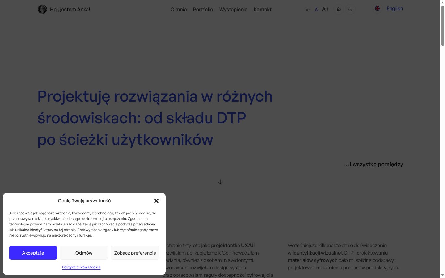 Screenshot del banner di consenso mostrato prima di qualsiasi interazione