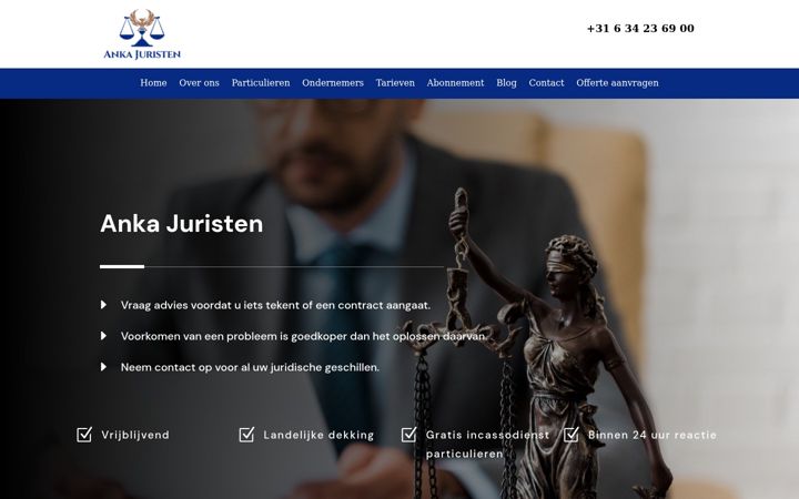 Captură de ecran a ankajuristen.nl