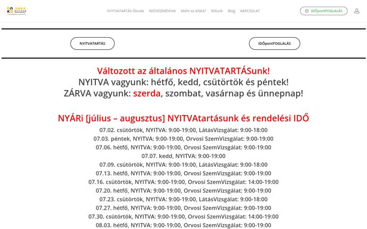Captura de ecrã de ankaoptika.hu