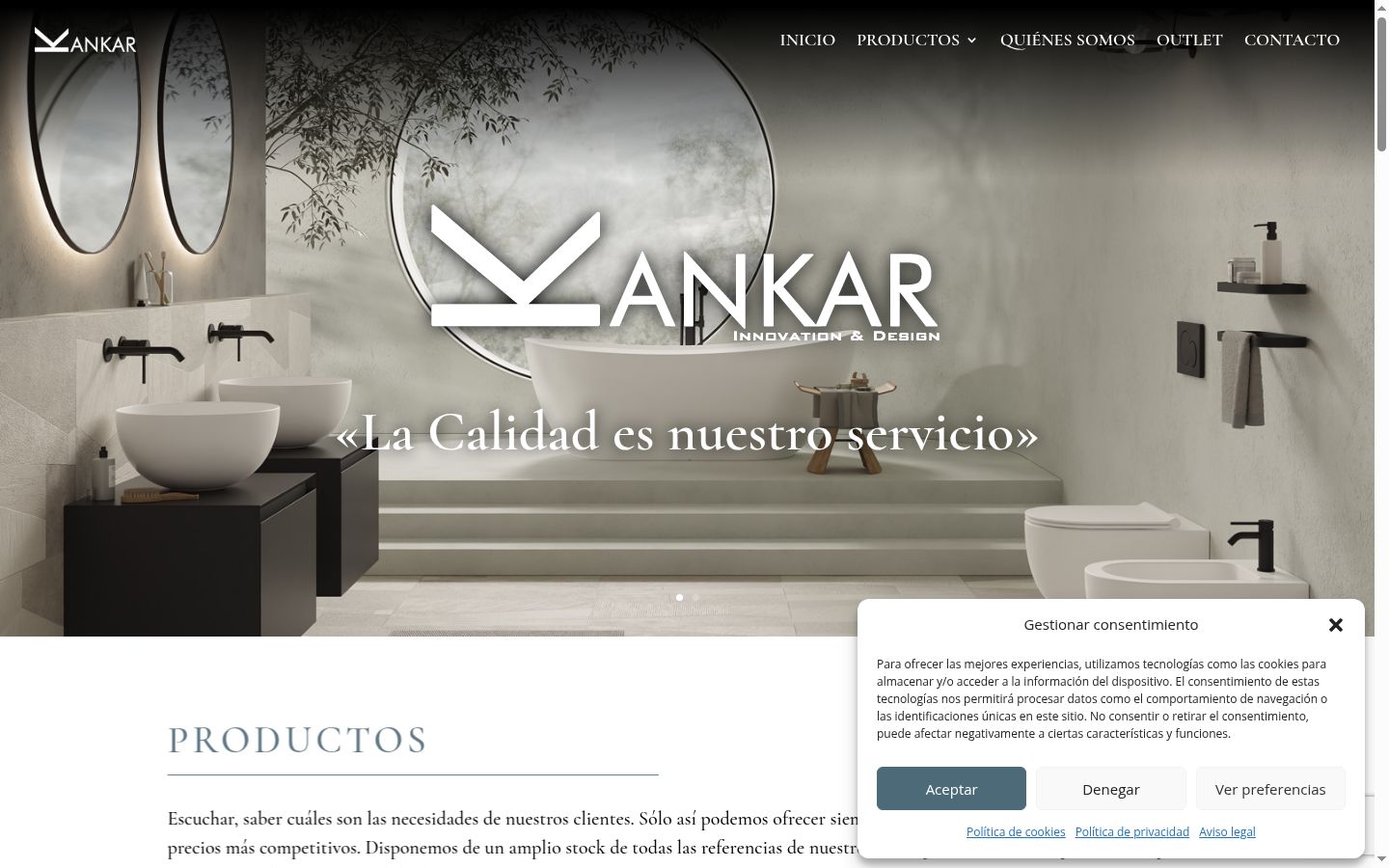 Captura de pantalla del banner de consentimiento mostrado antes de cualquier interacción