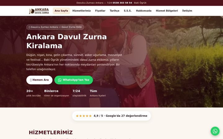 Screenshot of ankara-davul-zurna.com
