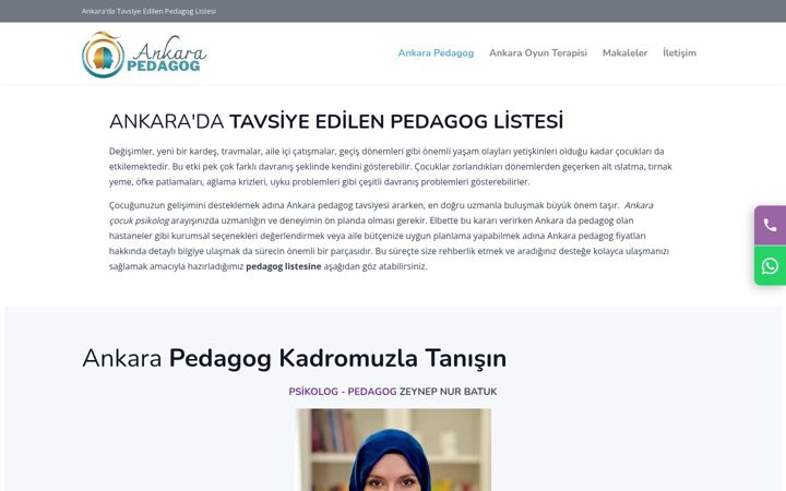 Screenshot of ankarapedagogtavsiye.com