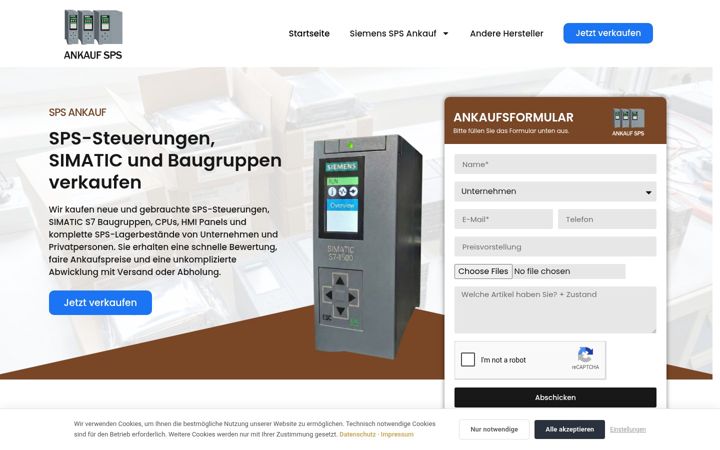 Screenshot of ankauf-von-sps.de