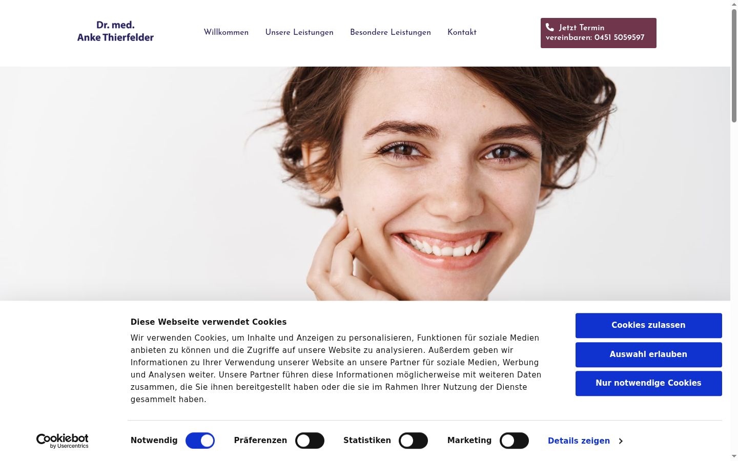 Screenshot del banner di consenso mostrato prima di qualsiasi interazione