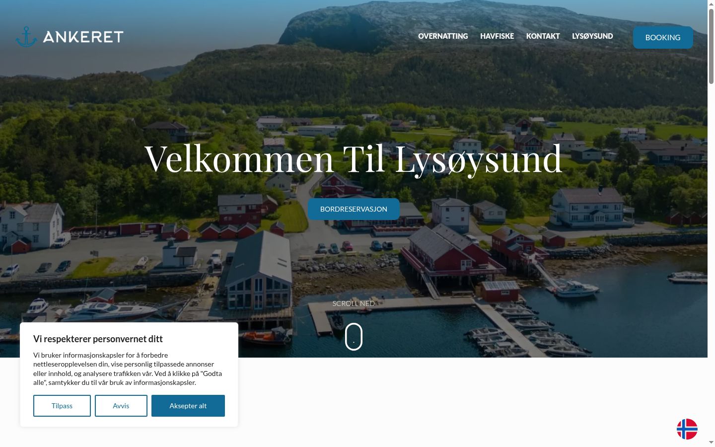 Skärmbild av samtyckesbannern som visades före någon interaktion