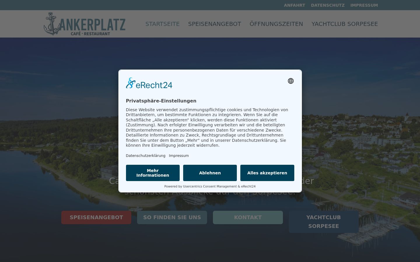Captura de ecrã do banner de consentimento apresentado antes de qualquer interação