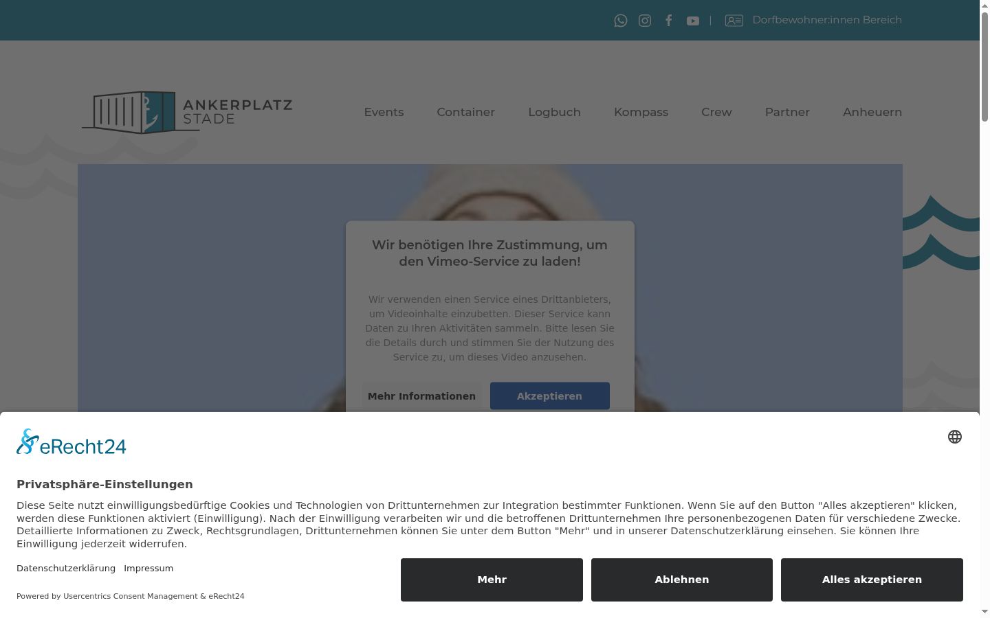 Screenshot of the consent banner shown before any interaction