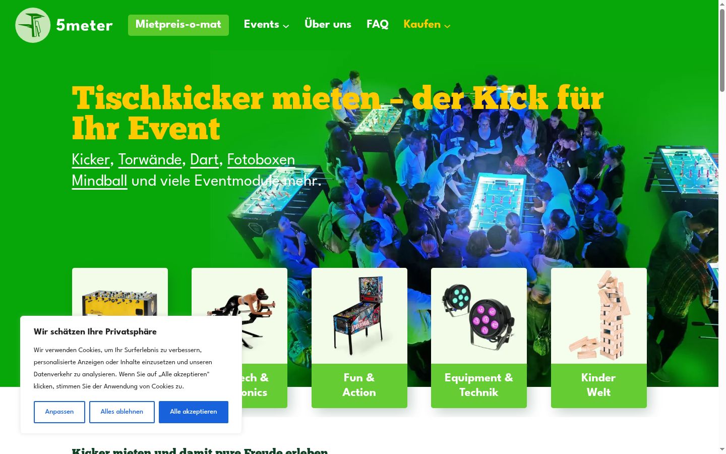 Screenshot des Einwilligungsbanners vor jeglicher Interaktion