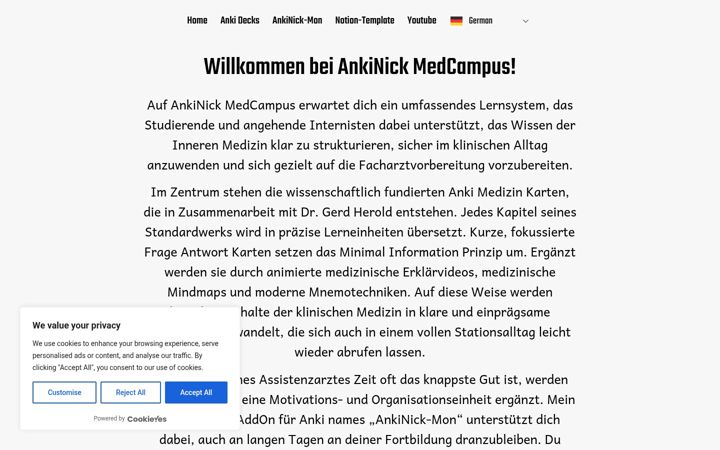 Screenshot of ankinickmedcampus.org